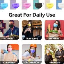 100pcs Black Disposable Face Masks, Lightweight & Breathable, Anti-Stuffy Design, Suitable For Spring & Summer, Fashionable & Versatile - Black - View 5