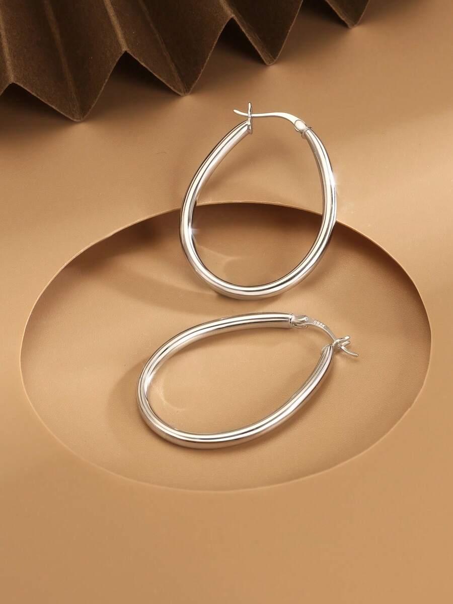 1 对 S925 纯银镂空水滴耳环，简约时尚百搭夸张个性银环耳环，低调优雅，送给母亲、女朋友、最好的朋友、生日、日常佩戴的慷慨礼物