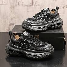 Canvas Comfortable Breathable Casual Shoes Thick Sole Dad Shoes Versatile Low Top Sequin Personality Running Shoes Men's Shoes - Tiêu chuẩn đen - Xem 8
