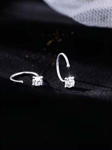 3pcs Elegant Silver Cubic Zirconia Earrings, Minimalist Design, Suitable For Daily Wear, Gifting And Vacation - Durable And Fashionable Jewelry, Exquisite Style, High-Quality Gems, Stylish Accessory - Silver - View 2