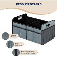 YSSOA Organizador de maletero de coche con múltiples compartimentos, 600D, antideslizante, impermeable, de poliéster Oxford, con correa ajustable, 15 pulgadas de profundidad x 32 pulgadas de ancho x(2 Compart Antideslizante y a prueba de fugas, gris-verde) - Multicolor - Ver 6