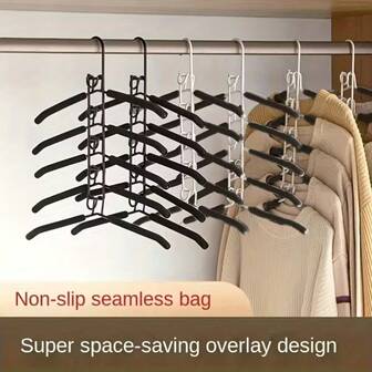 Percha metálica plegable de 5 niveles para ahorrar espacio - Superficie antideslizante, duradera y cromada, adecuada para dormitorios y armarios, ideal para guardar camisas, suéteres y otras prendas, excelente para la organización y el almacenamiento de ropa