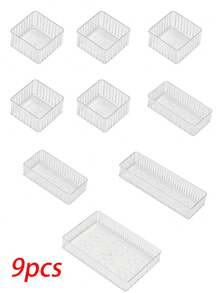 10pcs /9pcs/7pcs/6pcs/1pc Makeup Drawer Organizer, Transparent Makeup Organizer Box With Dividers And Drawer For Dressing Table,Equipped With 4 Transparent Plastic Drawers Of Different Sizes, Makeup Display Rack, Storage Box Dispenser, Suitable For Use On A Dressing Table, Providing Storage Space For Tables, Bathrooms, Kitchens, And Offices. Room Decoration, Home Decoration, Autumn Decoration, Bedroom Decoration - Nhiều màu - Xem 12