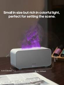 kinscoter 1个120毫升迷你USB火焰香薰机，便携式超声波空气加湿器，轻巧彩色火焰精油香薰机，适合办公室和家庭使用