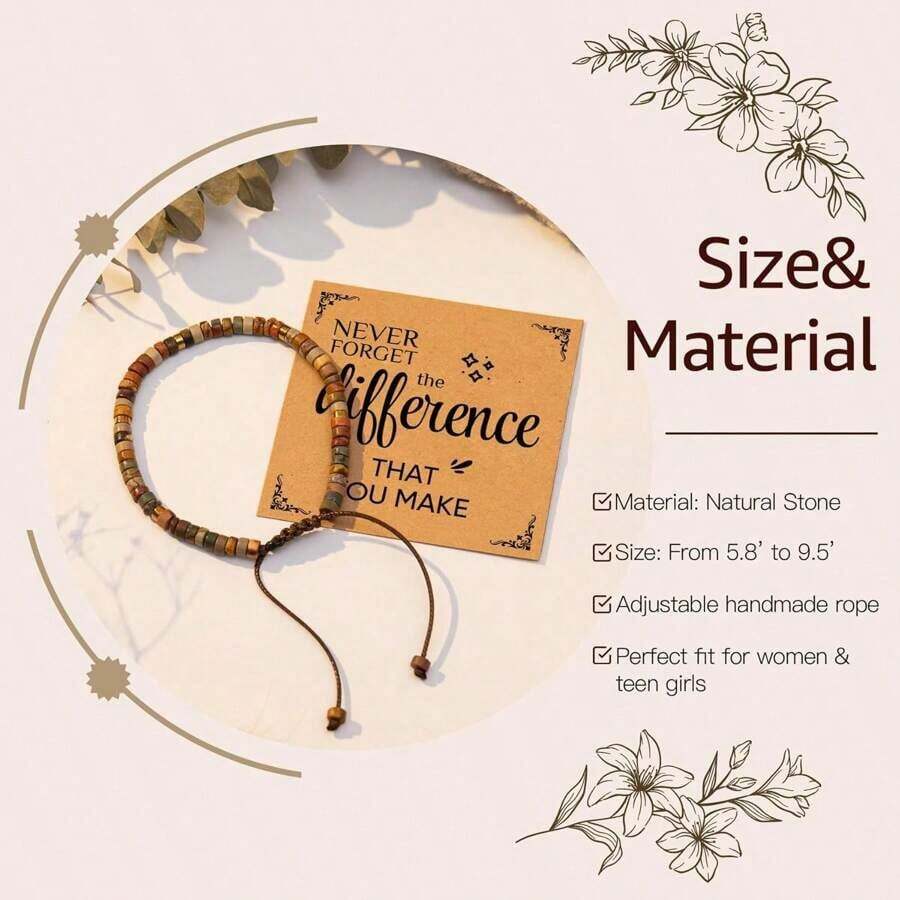 Inspirational Gifts Bracelets For Women Healing Natural Stone Bracelets - Get Well Soon Gifts For Women Best Friends Sister Girls - Life Is Tough But So Are You Bracelet - Đá Jasper A-d - Được trân trọng - Xem 1