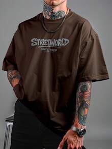 Camiseta Oversized Luxo Perigoso Streetworld Unissex ref4244 - Marrom - Visão 2