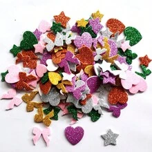 300pcs Colorful Glitter Foam Stickers, Self-Adhesive Stars, Mini Heart Shaped Glitter Stickers, Ideal For Kids Party Favors, Arts & Crafts, Suitable For DIY Crafts, Scrapbooking, DIY Cards, Envelopes And Home Decor (Random Colors And Styles) - Multicolor - View 4
