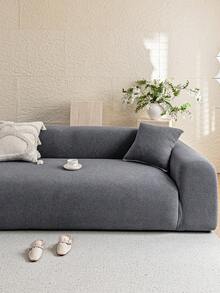 1pc Solid Color Jacquard Stretch Elastic Sofa Cover, Ins Style For All Seasons, Machine Washable, Pet Proof & Durable, Suitable For Living Room, Bedroom, Dining Room, Outdoor, Fits 1/2/3/4 Seater Sofa, Non-Slip Strips Included - Dark Grey - View 5