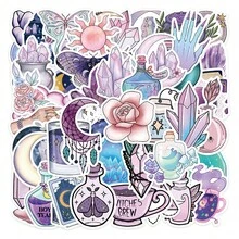 50pcs Doodle Magic Moon Decorative Stickers Irregular Shape For Diary Water Bottle Planner Booklet Holiday Birthday Gift Decoration Cartoon Pattern Self-Adhesive Easy Peel Easy Stickers Perfect For Encouraging Students To Give To Friends