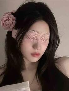 1 件纯色蕾丝花朵化妆舞会眼罩，弹性头带，柔软内层，蕾丝装饰面罩，情侣角色扮演套装，适合浪漫之夜、性感派对 - 彩色 - 查看 26