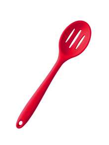 1/2/5 piezas Cucharones de cocina completos de silicona, utensilios de cocina de silicona, cucharas para sopa, cucharas para ensalada, resistentes al calor, juego de cucharas para cocinar y hornear, para cocinar, revolver, comer, coladores rojos grandes y pequeños, artículos escolares - Rojo - Ver 10