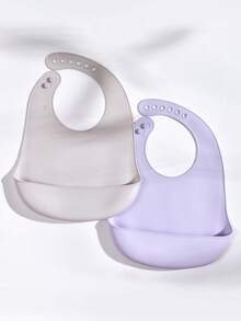 1pc/2pcs Customized Baby Bibs, Adjustable, Dirt-Resistant, Leak-Proof Silicone Bibs, Available In Butterfly, Dinosaur, Bow, Rabbit, Heart Patterns, Soft & Reusable, Suitable For Boys And Girls, Personalized Gift - Multicolor - View 12