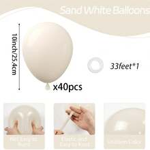 10/20/30/40/50个沙白色气球,尺寸分别为18/12/10/5英寸,米色乳胶气球,白色加厚,适合派对、婚礼、性别揭晓派对、新娘送礼会、生日派对等场合装饰。 - 白沙色 - 查看 23
