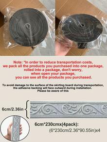 1件装3D立体自粘踢脚线 - 欧式风格，通用防水易安装家居装饰墙饰条，适用于房间翻新和DIY | 2026年情人节和新年装饰 | 复活节和圣诞节的完美节日家居装修礼物 - 銀色 - 查看 18