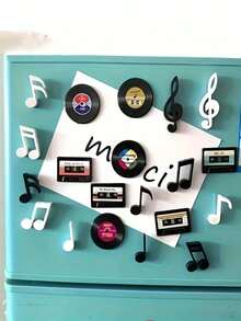 4pcs Retro Cassette Tape Design Refrigerator Magnets, 4.2*3cm And 4.2*4.2cm, Vinyl Record Theme Decorative Stickers For Home, Room, Kitchen, Office Decor, Fridge Magnets, Home Accessories - Multicolor - View 3