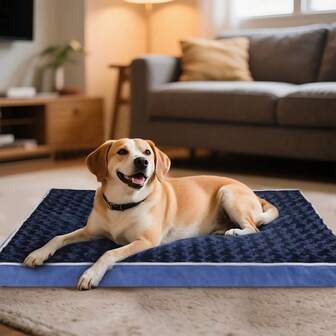 Stor hundmatta, ortopedisk husdjursdyna lämplig för medelstora och stora hundar och katter, mjuk polyester rektangulär design, grå färg, lätt att rengöra och hållbar avtagbar husdjursbäddkudde