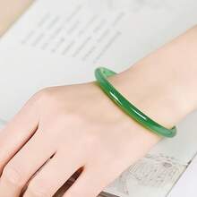1 Piece Glass Imitation Jade Dingdang Bracelet With Thorn Rose, Ancient Style Accessory, Bestie Same - Style Bracelet, Suitable For Daily Wearing, Valentine's Day Gift, Holiday Gift, For School, Gifts For Lovers, Friends And Classmates, Stylish, Elegant, Cute, Unique And Niche - 飄花綠1個 - 查看 9