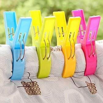 8pcs/Set Large Beach Towel Clips - Durable Plastic, Great For Pool And Lawn Chairs, Prevents Towels From Blowing Away