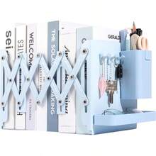 Multi Functional Extendable Metal Bookshelf, Equipped With A Detachable Pen Holder, Storage Box, And 3 Hooks. Pen Holders And Storage Boxes Save Space And Are Suitable For Offices, Schools, Bookstores, And Homes - A - 查看 10