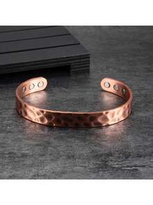 1pc Rhombus Asymmetrical Plaid Bracelet, Fashionable Unique Design Unisex Couple Bracelet, Versatile For Daily Wear And Gift Giving (OPP Bag Packaging) - Rose Gold - View 3