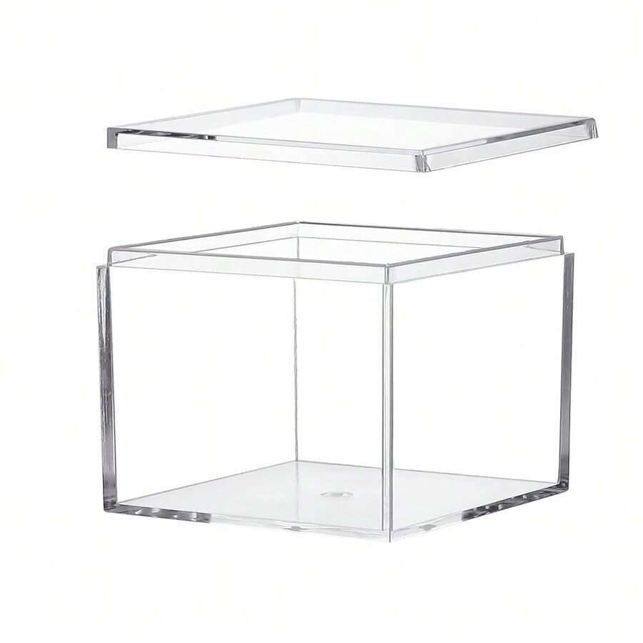Clear Acrylic Box With Lid, Plastic Square Cube Containers Storage Box 6.7x3.9x5.3Inch/ 170X100X135mm For Candy Pill And Tiny Jewelry,6.7x3.9x5.3Inches - 6.7 x 3.9 x 5.3 英寸 - 查看 1