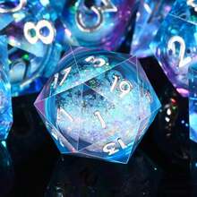 7pcs D&D Dice Set, Liquid Core Dice, Handcrafted Sharp Edge Resin Dice, Suitable For Role-Playing Games - Baby Pink - View 3