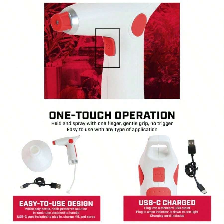 75004: 1 - Liter - C Powered Sprayer, Rechargeable, Portable Garden and Plant Sprayer, Outdoor and Indoor Plants and Small Gardens, Handheld Powered, White - Blanco - Ver 1