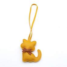 1件优雅猫咪吊坠 - PU皮革钥匙扣/包包挂饰，配棕色蝴蝶结，可爱猫咪装饰，情人节、生日、日常或特殊场合送给女性/女孩的完美礼物，时尚钥匙扣配饰，饰有精致蝴蝶结细节 - 彩色 - 查看 9