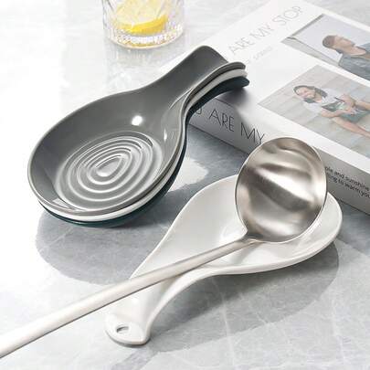 1 cái/2 cái Giá để thìa PP, Giá để thìa súp, Miếng lót thìa, Giá để thìa chung, Tấm cách nhiệt, Dụng cụ nhà bếp