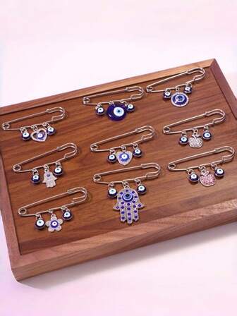 1개 빈티지 터키 이블 아이 안전핀 브로치, 유니섹스 행운 부적 액세서리, 모든 시즌