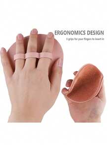 1pc Finger Grip Bath Brush Exfoliating Scrubber – Ergonomic Finger Loops For Easy Hold In Shower, Deep Cleans Skin, Removes Dead Skin & Dirt, Gentle Body Wash Tool For Daily Exfoliation, Achieves Smooth & Soft Skin, Practical Bathroom Beauty Accessory - Multicolor - View 5