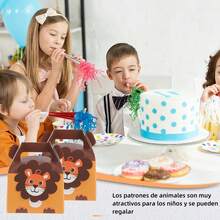 Bolsas De Regalos De Fiesta De León - Lindas Cajas De Dulces De León Para Cumpleaños Con Tema De La Jungla (MARRÓN,M) - Perro - Ver 6