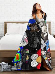 Kawss Kawaii Kaw  Blanket Flannel Blanket, Super Comfortable Winter Warm Blanket Summer Air Conditioning Blanket, Soft And Light Bed Sofa Decoration, Not Easy To Shed, Machine Washable - 黑色 - 查看 6