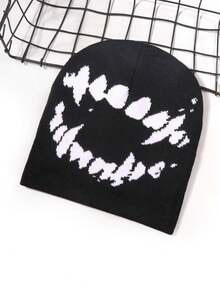 قبعة بيني محبوكة بنمط أسنان فم كبير، مناسبة للجنسين، دافئة وعصرية بطراز الهيب هوب للشارع، مناسبة للخارج والعطلات والثلج والرياضة والدراجات، قبعة بسحاب - قبعة محبوكة ذات فم كبير - مشاهدة 17