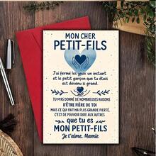 1pc Creative French Grandmother's Greeting Card For Grandson, Bilingual English And French Message - Cute Grandson Heart Design And French Phrases Birthday/Grandfather's Gift Card/Birthday Gift With Envelope - Multicolor - View 8