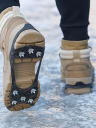 1 para gumowych, elastycznych kolców śnieżnych z 5- i 8-punktowymi antypoślizgowymi wypustkami ze stali nierdzewnej, odpowiednich do pieszych wędrówek na świeżym powietrzu i chodzenia po lodzie, zimowe, antypoślizgowe kolce trakcyjne i akcesoria narciarskie