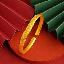 New High-End Embossed Peony Open Bracelet For Women Solid Bangle Gift For Mom Fashionable - Vòng tay hoa mẫu đơn (một) - Xem 4