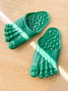 Asymmetrical Textured Slip-On Novelty Toe Shoes, Lightweight, Suitable For Teens, Students, Performances, Wear (Size 36-41) - Green - View 5