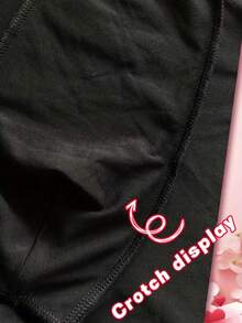 1pc Customized Photo & "I Love You" Heart Print Black Elastic Fabric Comfortable Fitted Romantic Personalized Briefs, Valentine's Day Gift - Multicolor - View 9