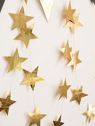 1set 4 Meters Shinning Bright Stars Decorate Birthday, Flags Blue Silver Gold Rose Gold House Decoration Outdoor Decoration Garland Stage Star Pendant