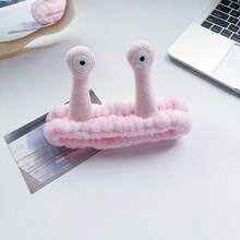 3pcs SPA Headband And Wristband Set, Funny Snail Eye Makeup Headband, Soft Plush Facial Cleansing Headband - Pink - View 3