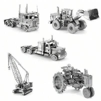 Mô hình lắp ráp 3D lập thể không cần keo, xếp hình 3D kim loại tự làm, xe công trình - máy xúc, cần cẩu, máy kéo, trang trí bàn làm việc, quà tặng sinh nhật, ngày lễ, cho bé trai, bé gái, bất ngờ, thú vị, hoạt hình, sáng tạo, độc đáo