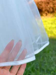 1pc Women's 80cm Long White Petticoat, 2-Layer Crystal Tulle + 1 Lining, Boneless Petticoat, Adjustable Lolita Crinoline, Soft Girl Tutu Skirt, Cloud Skirt, Suitable For Wedding, Party, Performance, Cosplay Dress - Multicolor - View 5