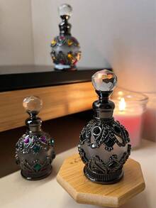 1pc 15ml Essential Oil Fragrance Bottle, High-End Aromatherapy Bottle, Crystal Bottle, Small Refillable Aromatherapy Bottle, Holiday Travel Oil Decanting Bottle, With Glass Dropper, Retro Dubai Style, Mother's Day Gift