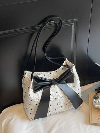 Sweet & Cool Bowknot Underarm Bag, High Capacity Shoulder Bag