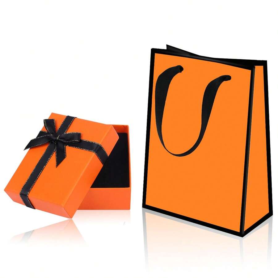 2 Peças Caixa de Presente Pequena e Sacola de Presente, Caixa de Presente para Joias de 9x7x3cm e Sacola de Papel para Pulseira, Brinco, Anel, Colar, Caixa de Presente com Tampa para Presentes. - Multicolorido - Visão 1