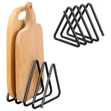 Cutting Board Storage Box, Triangular Cutting Board Rack, Black Metal Cutting Board Stand, Pot Lid Organizer, Suitable For Cabinet Countertop - Black - View 1