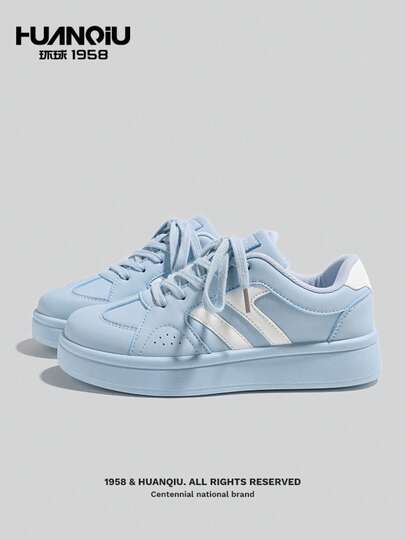 HUANQIU Blue & White Platform Sneakers For Women, Versatile, Niche Fashion, Casual Shoes