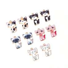 10Pcs Mix Enamel Cat Charms Cute Kitten Pet Cat Pendants For Jewelry Making DIY Handmade Necklace Earrings Accessories Supplies - Multicolor - View 4