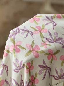 RS Pajama1 Square Neck Bows Long Sleeves Contrast Lace Romantic Floral Print Green Nightgown For Women - Mint Green - View 10